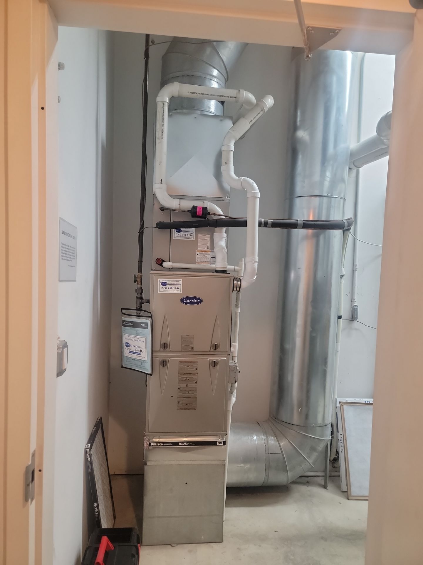 Step-back photo of a full furnace system