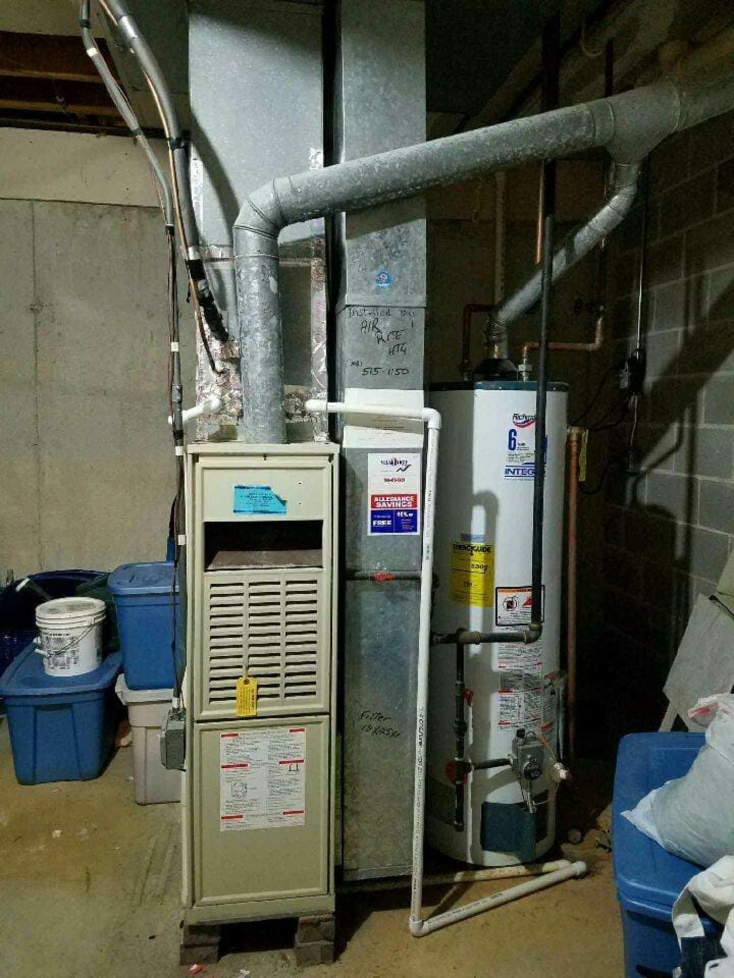 Existing furnace and water heater inspected before improvement work